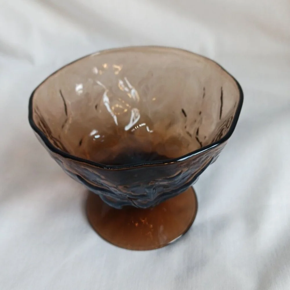 Seneca Glass Brown Driftwood Champagne Sherbet Dish